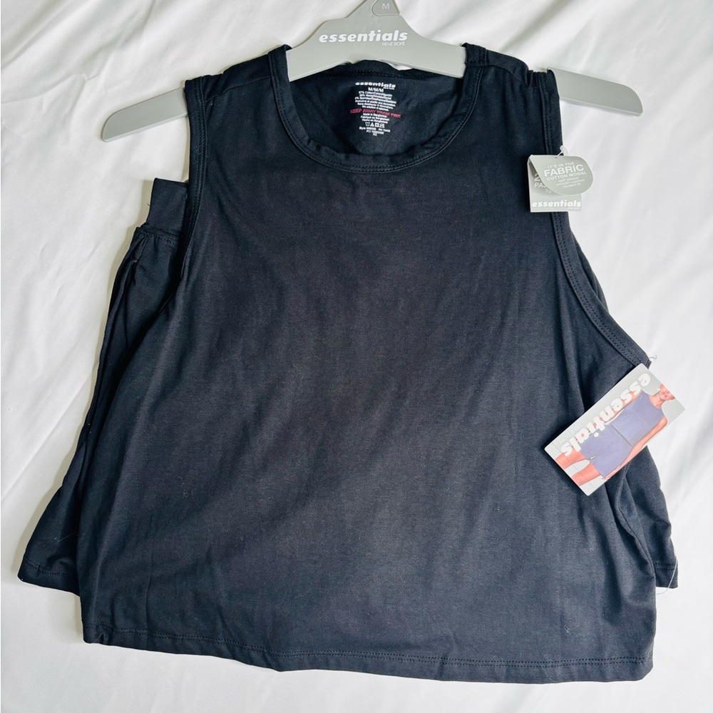 Essentials Women’s Black Sleeveless Modal Tank and Boxers Set | NWT